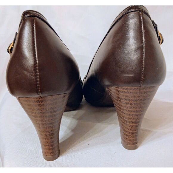 Avon Size 6 Brown Peep Toe Pumps - Picture 5 of 5
